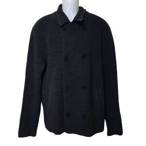 Banana Republic Heritage Peacoat Cardigan Sweater Mens Large Gray Chunky Wool